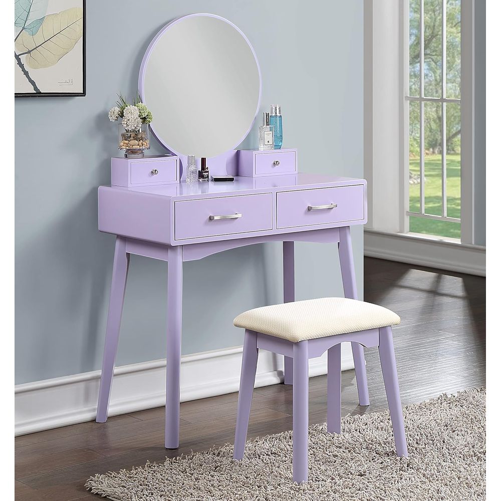 Beauty And Makeup - Large Round Mirror Vanity Set with