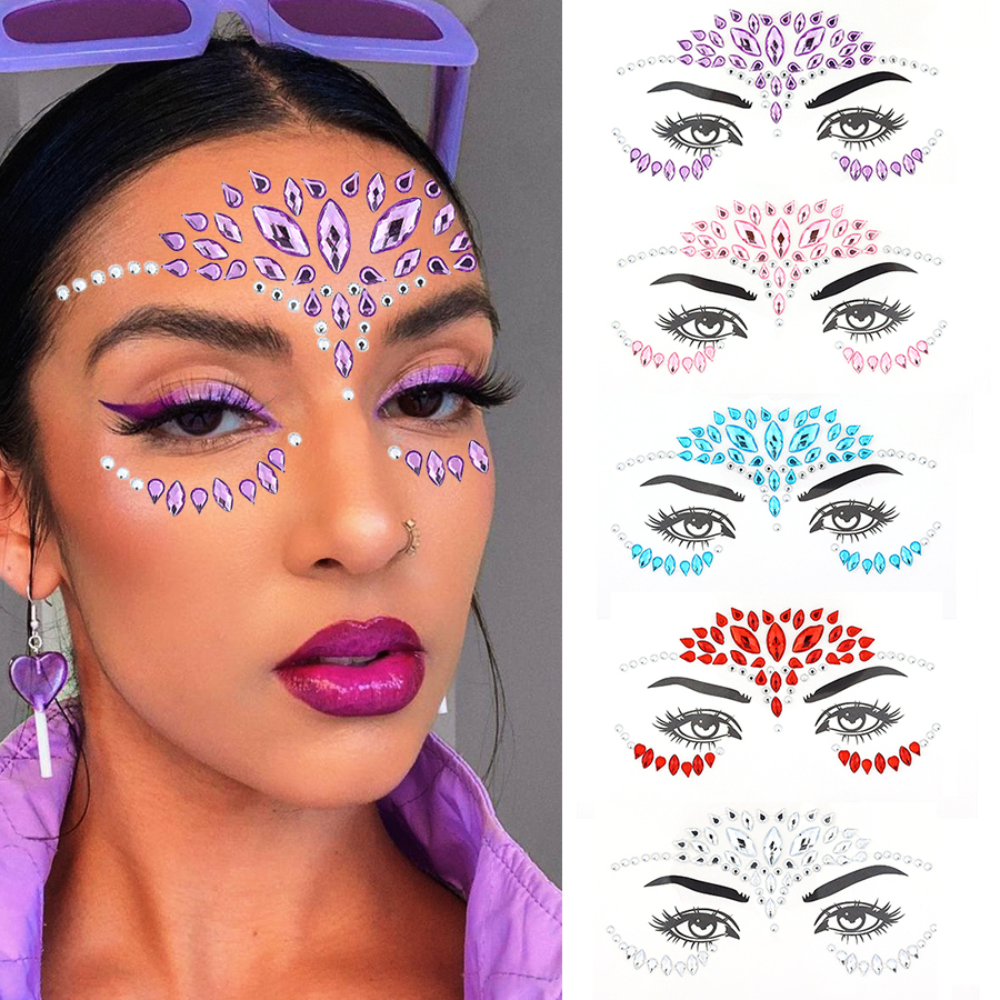 Beauty Gems Makeup - 5Pcs/Set Diamond Face Stickers Crystal Stickers