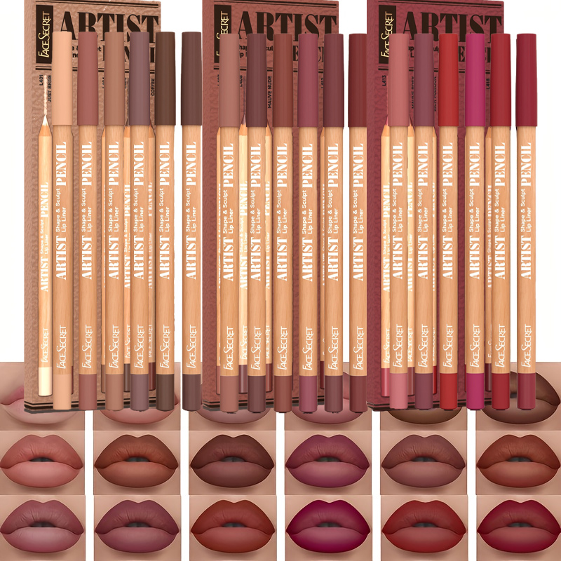 Lip Liner Pencil - [Velvet Matte Lip Liner] 6pcs Long-Lasting