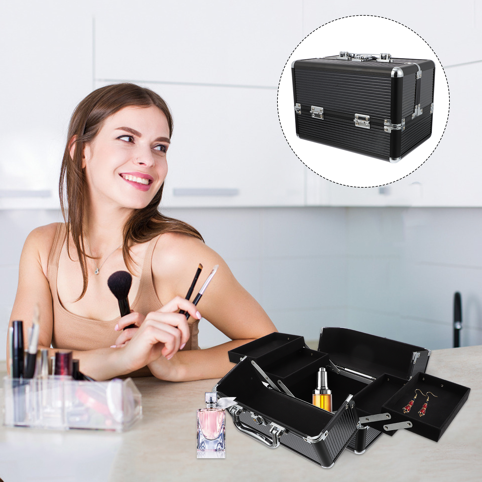 Makeup Case Handheld Storage C - Beauty Makeup Women recension och pris